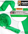 Flexi-Grip Green 6 Ft Endless Round Sling For Heavy Lifting, 5,300 Lb Vertical Capacity, close-up with labels and packaging details