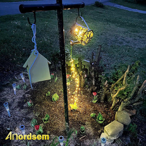 Solar Watering Can Butterfly Lantern With Hook Metal Outdoor Garden Light Waterproof IP65 Hanging Decor For Yard Patio
