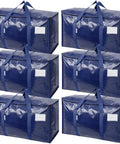 Six Pack Extra Large Moving Bags Heavy Duty With Zippers And Carrying Handles Tough As Nails Waterproof Storage Bags in navy