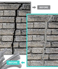 Before and after using Three Quarter Inch Foam Backer Rod For Gaps And Joints, Forty Feet Long, Caulk Saver on a concrete wall