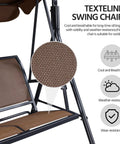 Texteline seat details of Three Seat Outdoor Porch Swing With Adjustable Canopy, Armrests And Included Stand, Cozy Breathable Fabric Patio Swing For Backyard Garden Or Balcony, Perfect For Chillin With Family On Sunny Days.