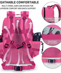 Beefy Military Tactical Backpack 45L 25L With MOLLE Daypack, rear view showing airflow mesh and adjustable straps, pink color