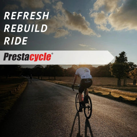 Cyclist riding on a rural road at sunset, promoting Prestaflator Rebuild Kit With O Rings And Seals For Hose Trigger And Pressure Release Fits 2010 And Newer Tools For Bicycles Pro Grade Buna N BN70 Rubber