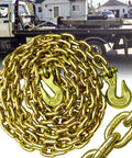 G80 Transport Binder Chain Three Eighths Inch By Sixteen Foot Heavy Duty Tow Chain With Clevis Grab Hooks 7100 Lbs Safe Working Load