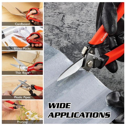 Beastly Heavy Duty Multipurpose Shop Scissors With Drop Forged Blades And Serrated Edge cutting various materials