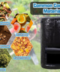 Outdoor Compost Bin For Garden 34 Gallon Reusable Yard Waste Bag Big Capacity For Kitchen Scraps Leaves Weeds Plant Waste Black Durable