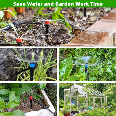240 Feet DIY Automatic Drip Irrigation Kit For Garden Greenhouse And Patio With Adjustable Emitters in use