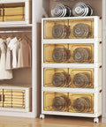Extra Large Lockable Stackable Storage Bins With Lids On Wheels, 5-Tier Collapsible Plastic Organizer Bins For Closet
