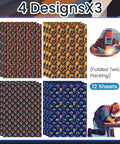 Welder Gift Wrap Bundle with 12 Sheets Welding Themed Paper featuring helmet and tools designs, ideal for welders, 20x28 inches, pre-folded.