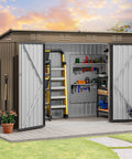 9x4ft Large Outdoor Storage Shed Metal Tool Shed For Backyard Patio Lawn With Lockable Doors And Air Vent Weather Resistant