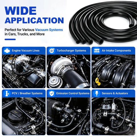 Get Your Ride Running Smooth With This Badass 84 Pcs Vacuum Lines Kit Featuring Durable Silicone Hoses And Perfect Connectors For Any Engine Repair Job You Might Face Today. black silicone vacuum hose kit for engine, turbo, PCV and emissions systems