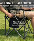 Two Pack Oversized Padded Camping Chairs With 25.2 Inch Extra Wide Seat And Adjustable Lumbar Support shown with strap adjustment