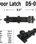 Eight Inch Antique Black Wrought Iron Slide Bolt Door Latch With Top Shelf Durability And Badass Old School Charm For Barn Gates Plus Fence Hardware Includes Mounting Screws, 8.5 in length, steel material.
