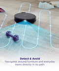 Robot Vacuum With Self Empty Base And 60 Day Bagless Capacity, SmartPath LiDAR Navigation detects obstacles on carpeted floor