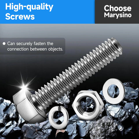 Badass Heavy Duty Metric Nuts And Bolts Assortment Kit 304 Stainless Steel M5 M6 M8 Hex Head Machine Screws on textured surface.