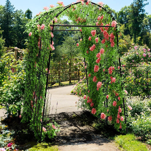 Tall Garden Arch Trellis For Climbing Plants Built Tough Heavy Duty Metal Tunnel Archway With Adjustable Base Width 87 Inch High