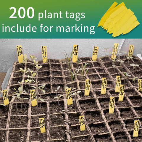 320 Cell Seedling Starter Trays With 20 Pack Biodegradable Peat Pots and plant tags for herbs flowers growing indoors
