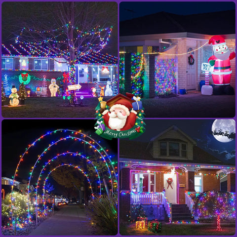 2 Pack Solar String Lights 100 LEDs Over 32.8 Feet Multicolor Waterproof Outdoor Decor For Garden Wedding Party Home Christmas