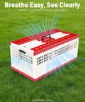 Racing Pigeon Carrier Box Folding Pigeon Training Cage 23.62 Inch Ventilated Plastic Carrier on grass with handle and lids