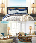 Set Of 2 27 Inch Farmhouse Coastal Rattan Table Lamps with USB Ports on bedside, living room, and sitting area setups