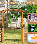 Arched-Top Wooden Garden Arch For Outdoor Use, 7.5 Ft Tall Trellis Arbor For Climbing Plants, Roses And Vines with decorations