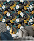 Vintage Floral Peel And Stick Wallpaper For Bedroom Easy Peel And Stick No Mess Removable Accent Wall Black Bronze Navy White 17.7x118 Inches Durable Matte Finish