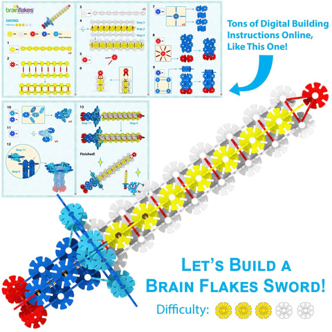 500 Piece Interlocking Disc Toy For Creative Building And STEM Learning Ages 3 And Up Colorful Construction Blocks For Kids Teens Adults Boys And Girls Includes Storage Jar And Idea Book For Totally Fun Projects. Sword model with interlocking discs