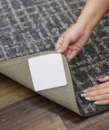 Non Slip Corner Gripper Rug Tabs Eight Pack Anti Curling Double Sided Adhesive 4 Inch By 4 Inch Squares on rug corner