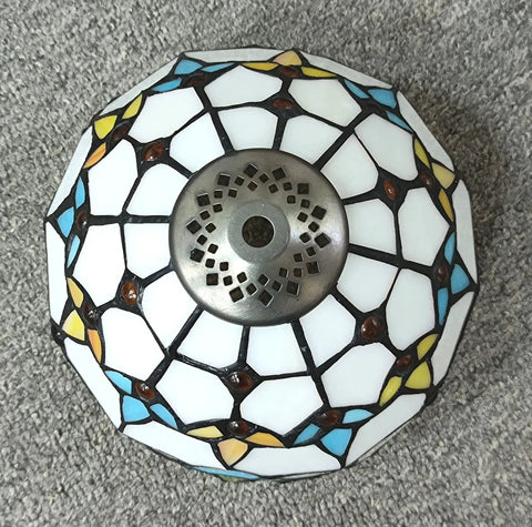Top view of Handmade Stained Glass Baroque Lampshade For Table Lamps 8 Inch Diameter Replacement Shade Tiffany Style.