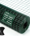 1 Inch Hardware Cloth Roll For Chicken Coops 40 Inch Wide By 50 Feet 20 Gauge Dark Green Vinyl Coated Wire Mesh Predator Proof Poultry Fence And Garden Netting With Heavy Duty Zip Ties