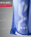 Close-up of breathable quick-dry mesh fabric on Alliance Mesh Equipment Bag For Swim Gear And Gym Essentials with 75L capacity.