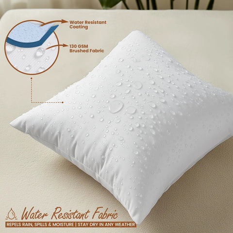 Outdoor Pillow Inserts 18 By 18 Inches Pack Of 2 White No Fuss Water Resistant Throw Pillows For Patio And Porch Furniture