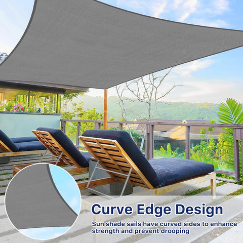 10X13 Sun Shade Sail With UV Protection For Outdoor Patio Garden And Deck Curved Tear Resistant Heavy Duty Shade in gray