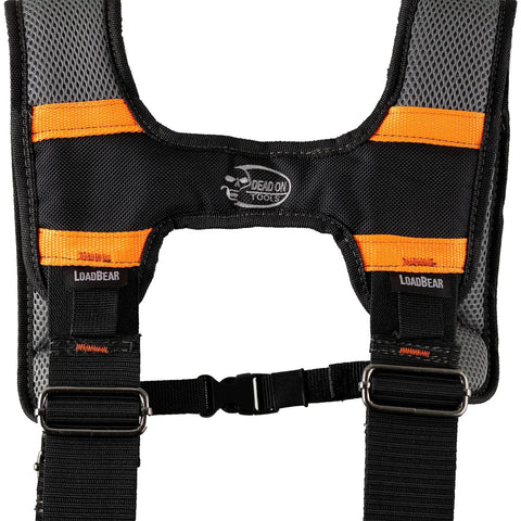 Heavy Duty Built To Last 1680 Denier Poly Carpenter Tool Belt With Gel Padded Suspenders close-up of back strap detail