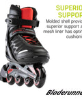 Budget Friendly Beginner Fitness Inline Skates For Men With Supportive Shell Durable Composite Frame with red accents