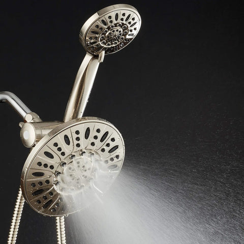 Dope Brushed Nickel 7 Inch High Pressure 3 Way Rainfall Shower Combo With 72 Inch Hose 6 Settings featuring water spray