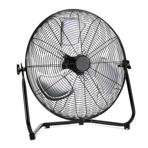 20 Inch High Velocity Industrial Floor Fan with 3 Speeds Tilt Head Metal Housing and Blades for Garage Gym Warehouse 125W Black ETL Listed