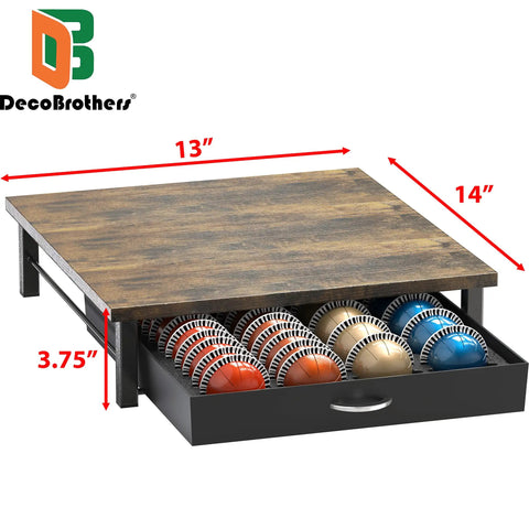 Vertuo Pod Drawer Organizer For Nespresso Capsules Sliding Coffee Pod Storage Cabinet Holds 24 Large Or 48 Small Vertuo Pods Rustic Brown