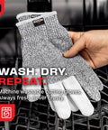 Three Finger Reinforced Cut Resistant Kitchen Gloves For Women And Men With Stainless Steel Thread Protection shown in hand