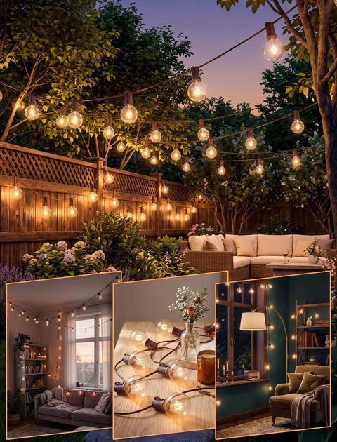 G40 Replacement Bulbs 120V 5W Incandescent Globe Bulbs, 1.5 Inch Clear Globe, C7 or E12 Candelabra Base, outdoor string lights