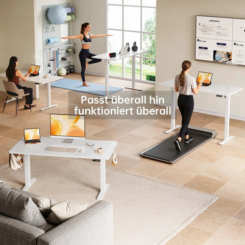 Next Level Electric Height Adjustable Desk With Memory Remote Ergonomic Sit Stand Computer Table in a stylish home office.