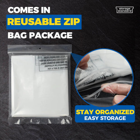 60 Pack 40 Inch Clear Garment Bags For Dry Cleaning Easy Clip On Plastic Clothes Covers in reusable zip bag package