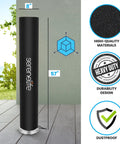 Heavy Duty Patio Heater Cover For Outdoor Infrared Heaters Weatherproof Dustproof Tear Resistant Waterproof Wind Sun Snow Protection Easy On And Off Durable Shield, shown on a deck with product details.