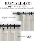 108 Inch Linen Look Curtains Set Of 2 Panels For Ceiling Track System With Hooks Sheer Light Filtering Cream Color