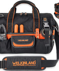 13-Inch Pro-Grade Tool Carrier For Electricians And HVAC Techs Compact 32-Pocket Organizer With Easy-Access Pop-Up Mouth