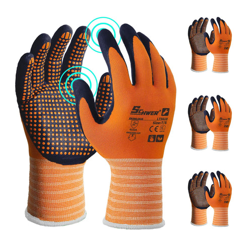 Foam Nitrile Coated Safety Gardening Work Gloves With MicroDot Grip, Lightweight Breathable 15 Gauge Nylon, Size S