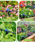 40ft Push To Connect Drip Irrigation Kit With Adjustable Emitters for garden raised beds and potted plant watering