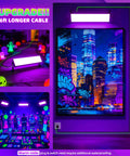 120W IP66 Waterproof Black Light with Plug Switch 6ft Cord illuminating room with neon posters and glow decorations