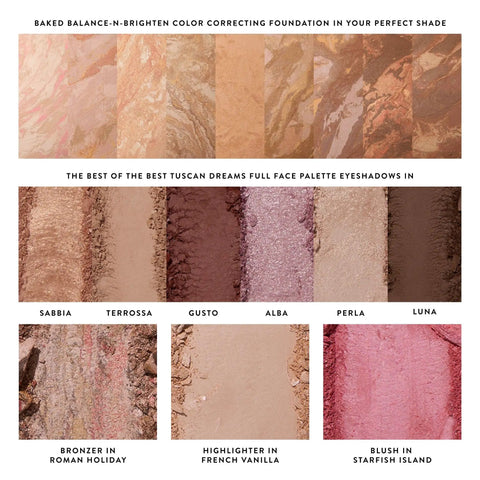 All In One Baked Starter Kit With Balance N Brighten Color Correcting Powder Foundation Best Of The Best Tuscan Dreams Full Face Palette