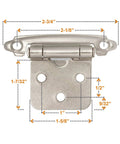 Diagram of Slick Self-Closing Brushed Nickel Cabinet Hinges For Kitchen Cabinets And Doors, 10 Pair, 20 Pieces, One Half Inch Overlay